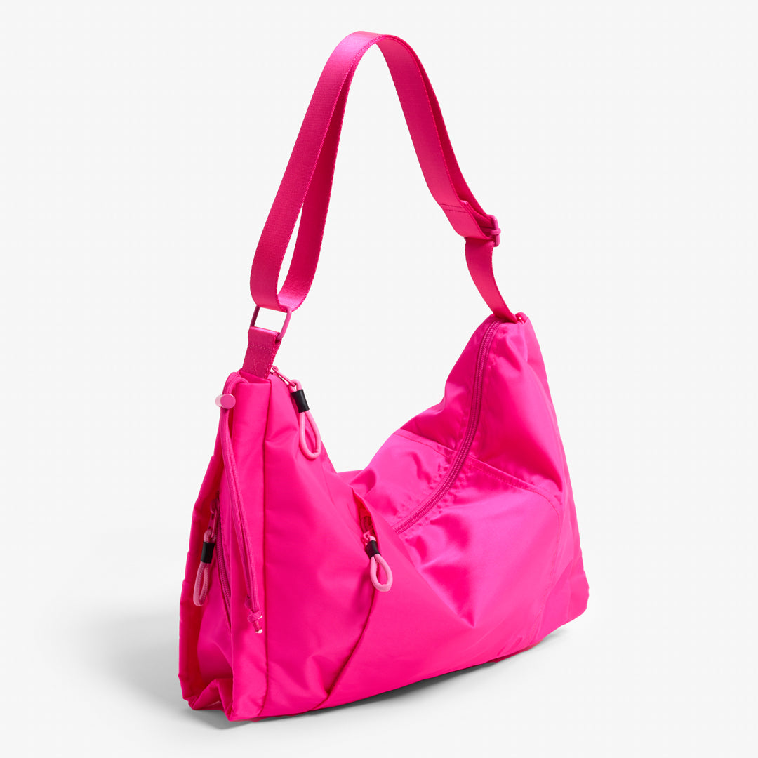 Practice Demilune Shoulder Sling bag in Dragonfruit hot pink color