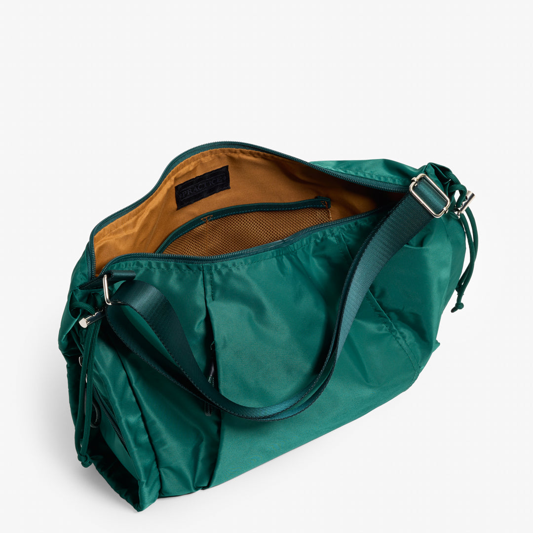 Practice Demilune Shoulder Sling bag in Forest green color interior view