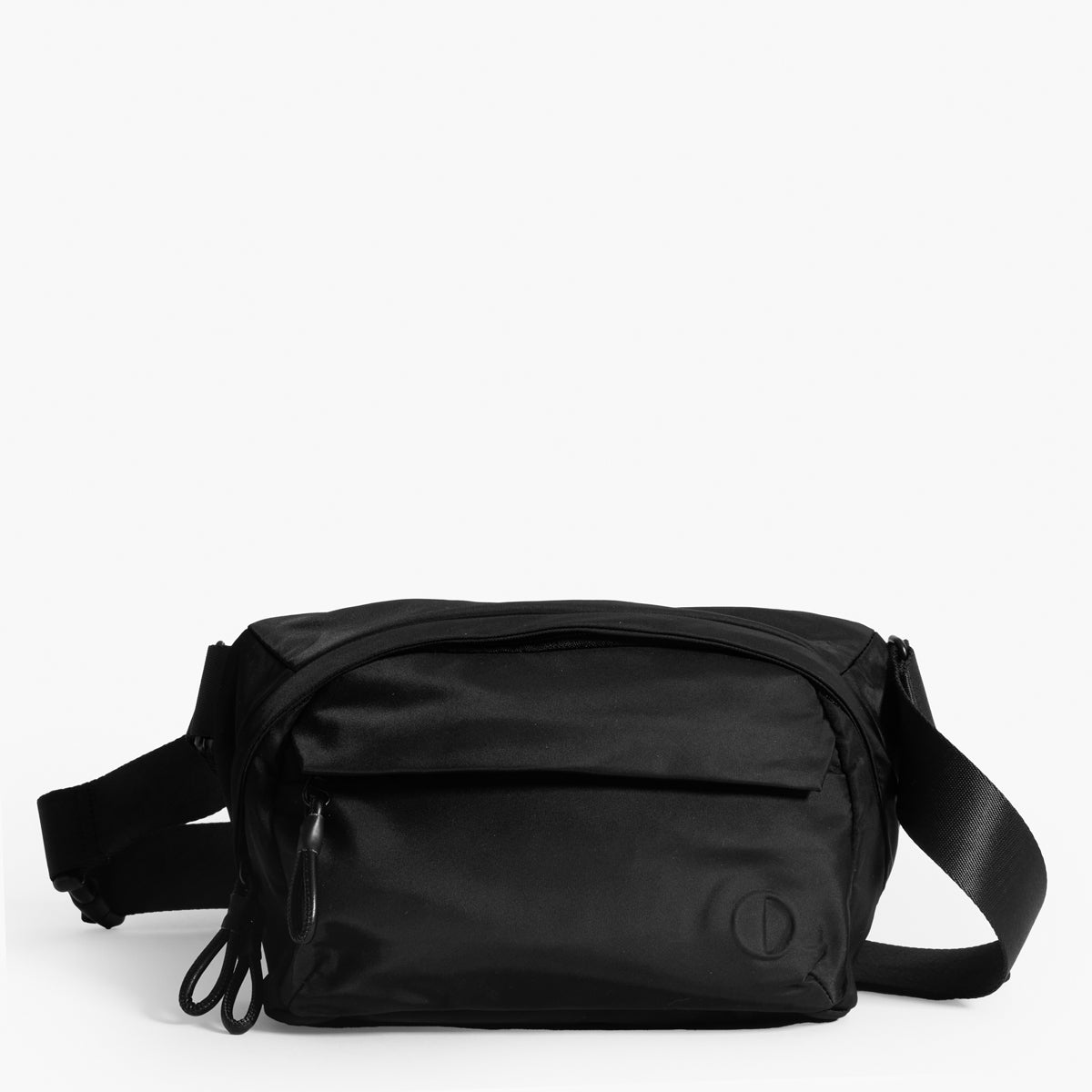 Practice Phase Sling Pack belt bag in Eclipse black color front of bag