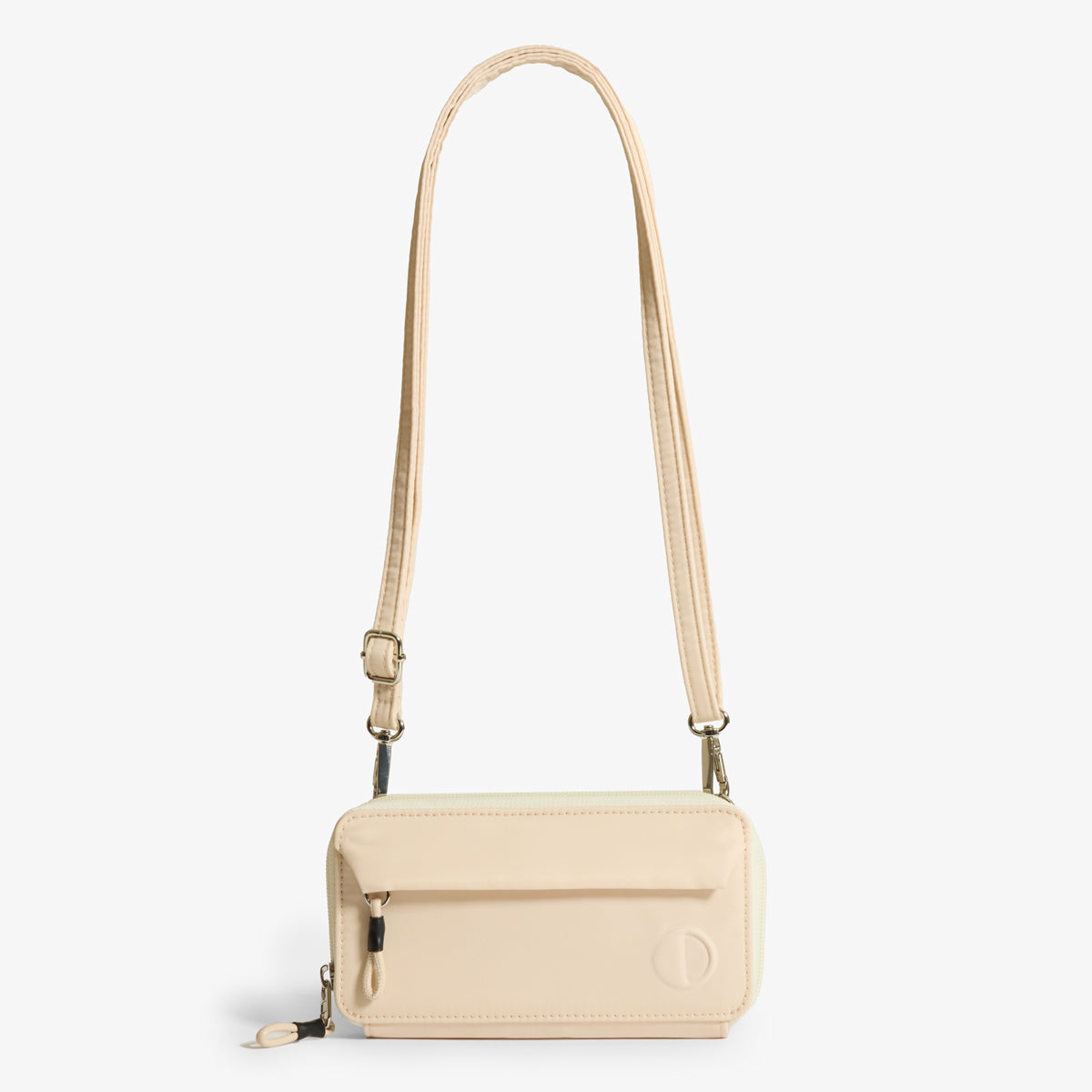 Practice Lissome Wallet Crossbody in Tofu cream color front of bag crossbody strap extended