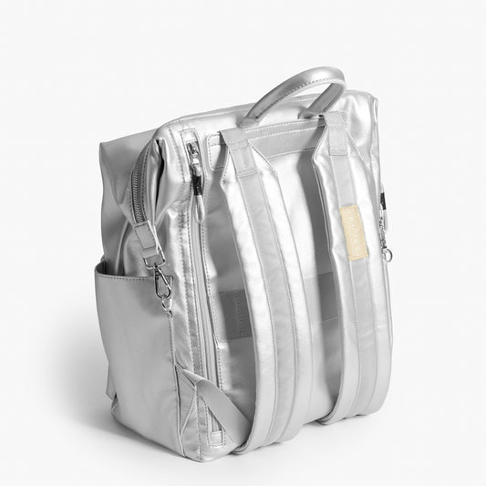 Practice Karma Medium Backpack in Silver color back of bag backpack straps