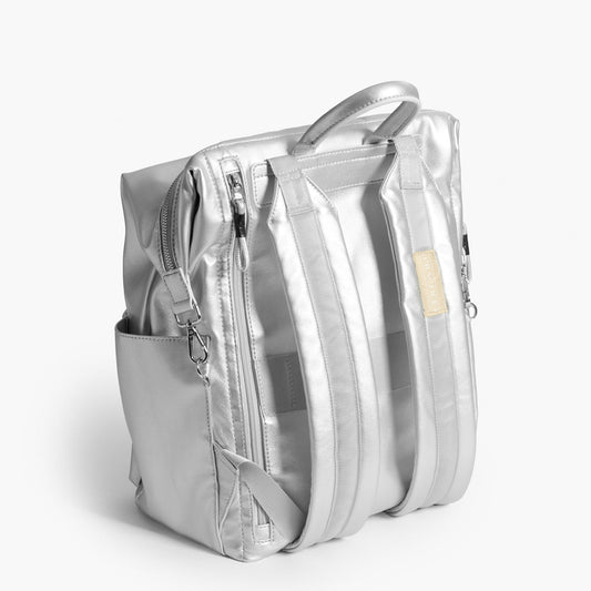 Practice Karma Backpack in Silver color back of bag backpack straps