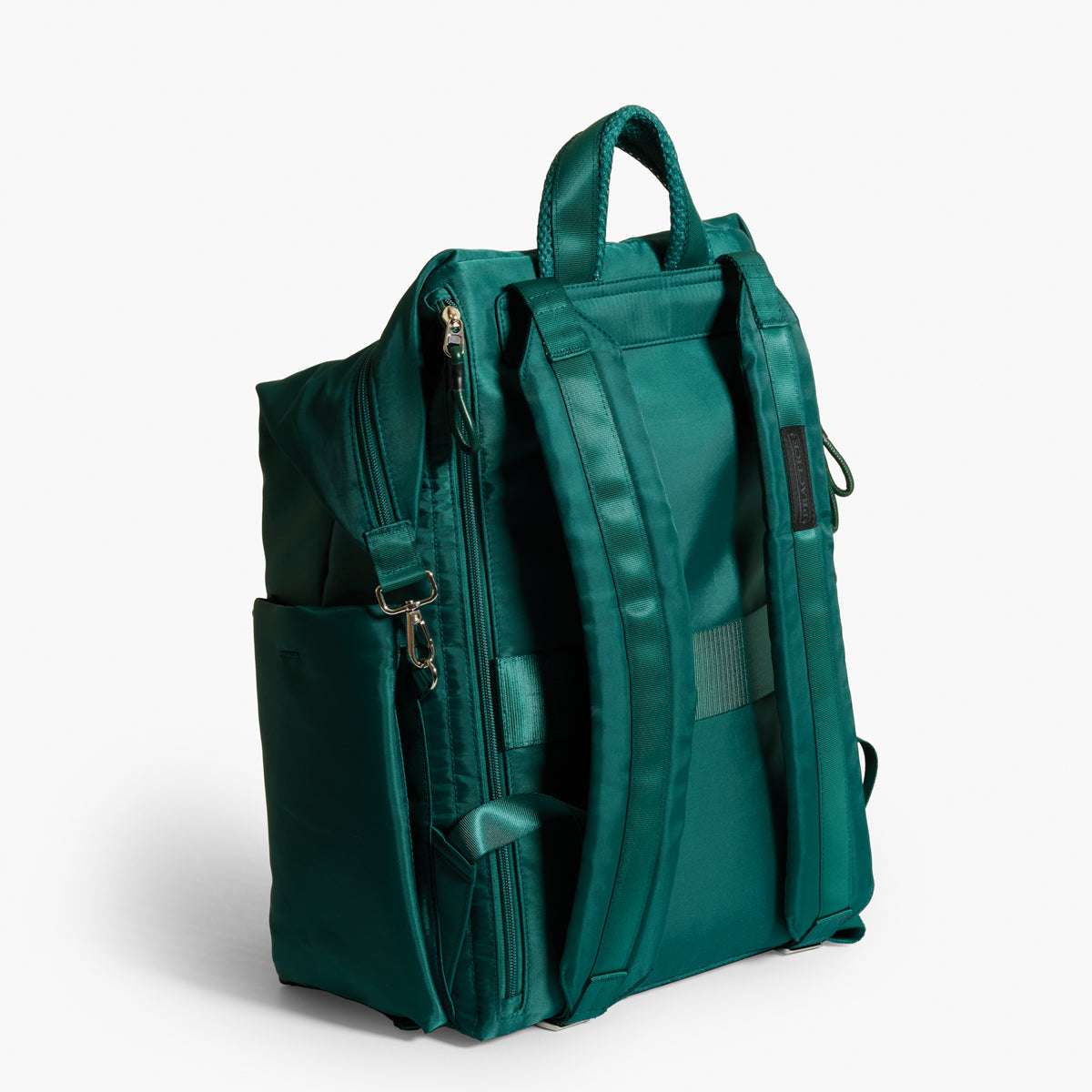 Practice Karma Medium Backpack in Forest green color back view of straps