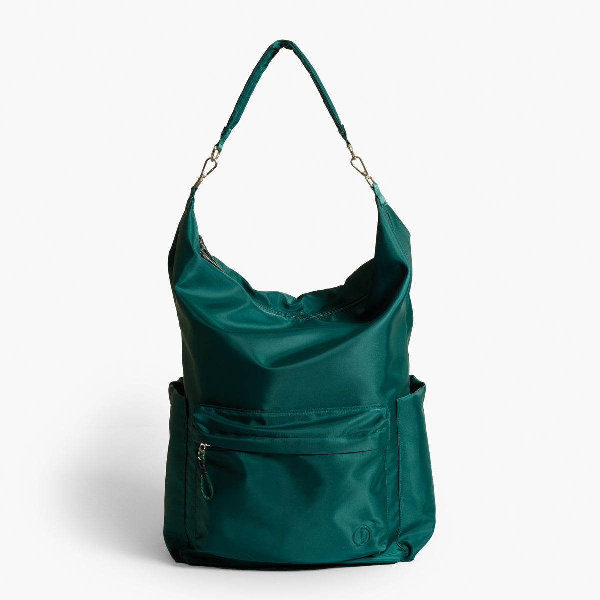 Practice The Karma Backpack in Forest green color front of bag shoulder strap extended